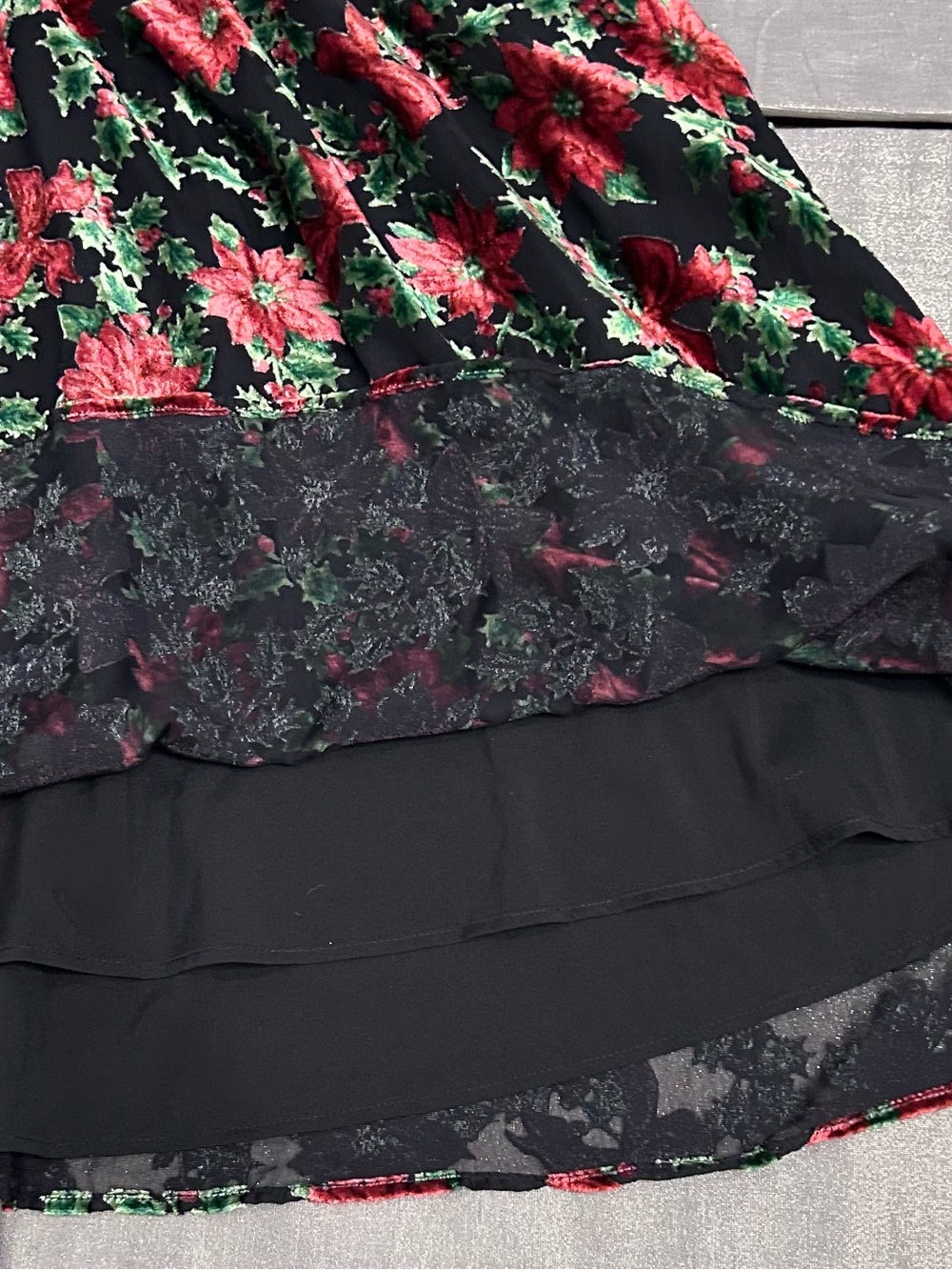 ModCloth Black Midi Dress with Red Floral Pattern - Picture 9 of 12
